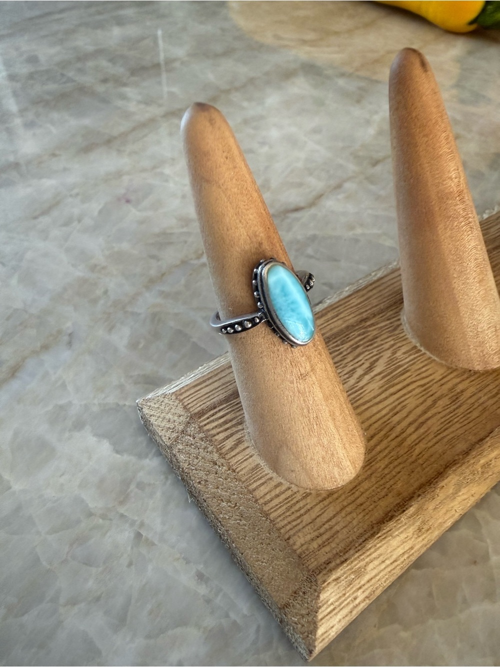 Silver Ring with Oval Light Blue Stone - Women Jewelry